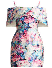 Zac Posen Short Off The Shoulder Floral Print Mikado Mini Dress Size 4 NWT