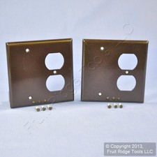 Leviton 85308 Brown 2-Gang Blank Duplex Plastic X-Deep Wallplate Box Mount 2pcs