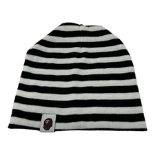 Baby Beanie Hat Gorilla Ape Black and White Striped Skinny