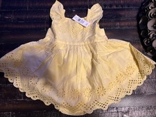 NWT Girls Baby GAP yellow Summer Embroidered Dress Diaper Cover 6-12 Months NEW