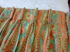 Pair 54" Vintage Heavy Blackout Curtains Large Retro 80s 90s Abstract Colourful