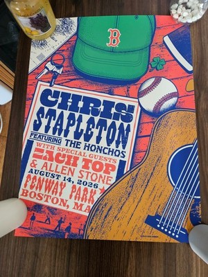 Chris Stapleton Concert Poster 2026 Boston Fenway Park Authentic 8/14 #'d /825