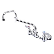 Double Handle Wall Mount Standard Kitchen Faucet 18 in. Swivel Jointed Spout