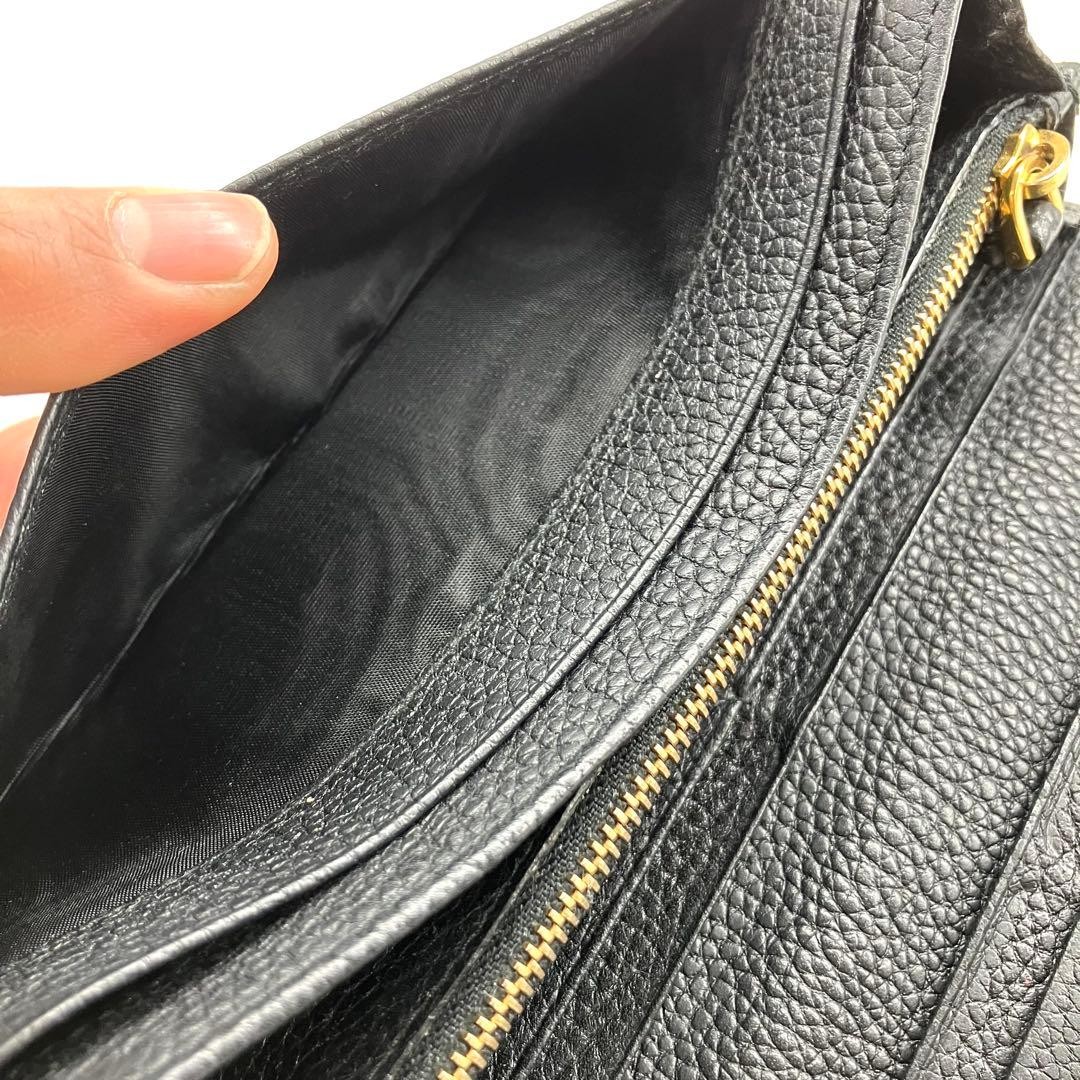 PRADA Saffiano Leather Long Bifold Wallet Purse Black Nero 7.3x3.5" Authentic thumbnail 16