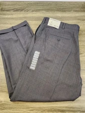 Perry Ellis Dress Pants Men's 42x30 Charcoal Gray Pleated Cuffed Polyester NEW