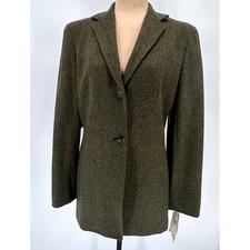 Jones New York Country Olive Green Wool Tweed Blazer Jacket 8 Brenchley USA