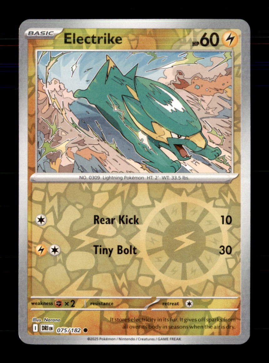 Electrike 075/182 Common Destined Rivals Pokemon Reverse Holo Near Mint