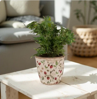 Blumentopf Übertopf Keramik Erdbeeren glasiert Clayre & Eef 16x16cm - Bild 1 von 3
