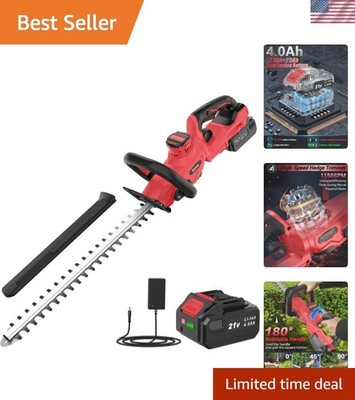 Efficient 21V Hedge Trimmer   14'' Blades & Automatic Feed System for Clean Cuts