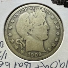 1909 Barber Half Dollar 50C Circulated US Coin Business Strike