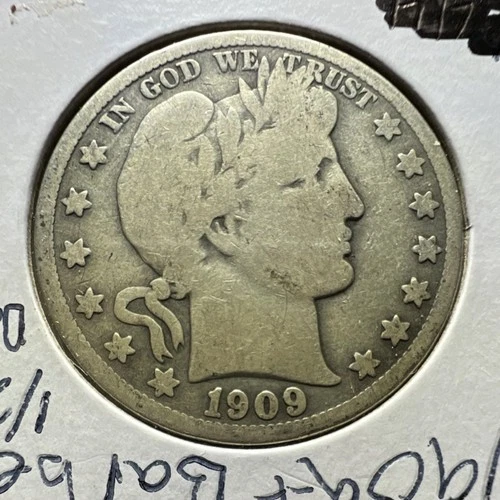 1909 Barber Half Dollar 50C Circulated US Coin Business Strike