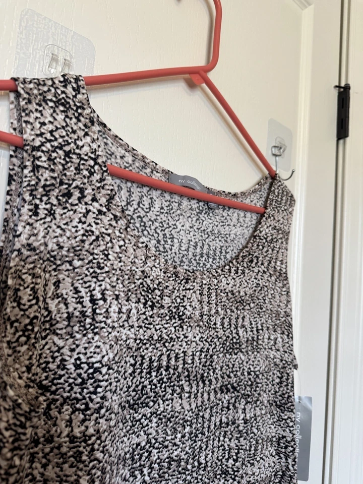 Blusa sin mangas NY Collection para mujer talla XL negra marrón blanca nueva con etiquetas Foto 2 de 4