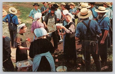 Amish Barn Raising Time-Out Lancaster Pennsylvania Postcard 1962 Photo