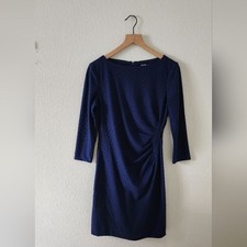 Chaps Classic Women's 8 Medium Navy Blue Career Church Sheath Dress