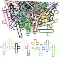 100PCS Cross Paper Clips Multicolored - Versatile Bible Paper Clips - Bible