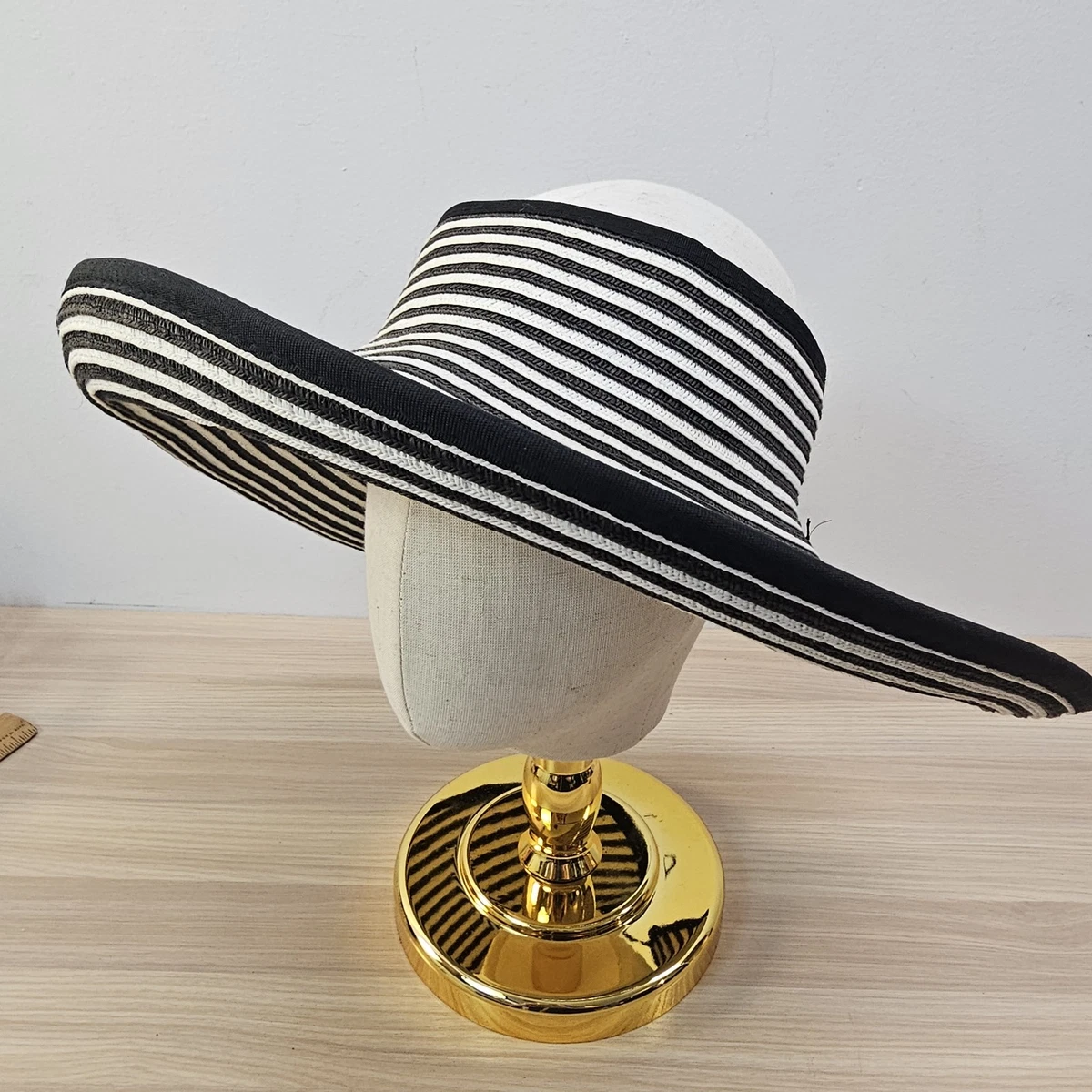 Scala Collezione Visor Hat Womens Black White Stripe Wide Brim Sun Shade Resort Scala Women main image 3