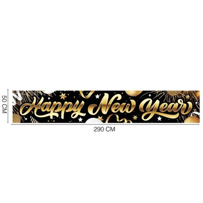 FIESTAS GUIRCA Banner Happy New Year 290cm x 50cm Plakat Silvester Frohe neues Jahr Deko