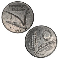 1953 Italy 10 Lire Aluminium Coin Pre Euro Wheat Ears Design