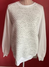 Primark Men's Cream & White long Sleeved Sweatshirt - Size Medium