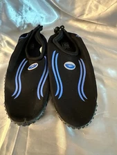 EASY USA Wave Aqua Water Shoes, Men’s sz 11 w/Drawstrings Blue & Black New