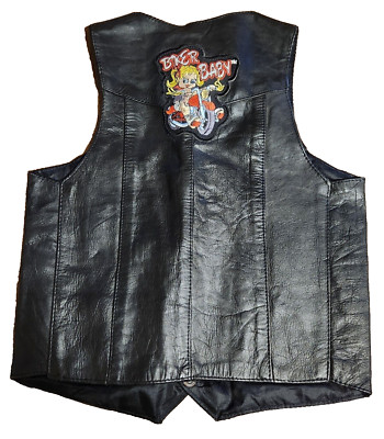 Bikers Leather Stuff Youth Child Vest M Biker Baby Patch Pockets Snaps SZ READ!