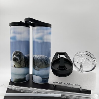 Tumbler 20 oz. Two Threaded Splash Proof Lids. 1 Popup Straw & 1 Keyhole Style