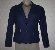 CHICO'S 4501144123 Cotton Lined Blazer Jacket 1 8 / 10 M Blue