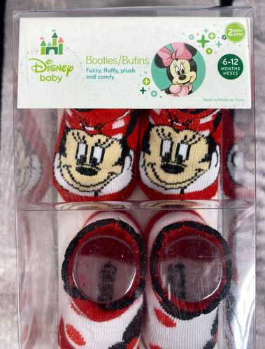 Disney Baby Booties Size 6 - 12 Months Baby's Minnie Mouse Red White (K03) - 第 3/8 張圖片