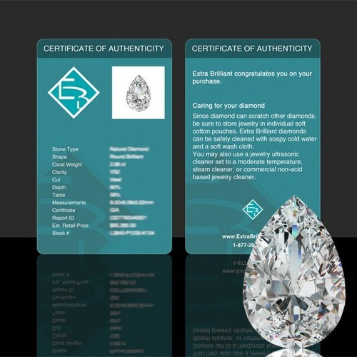 1.06 Carat K/SI1/Ideal-Cut Pear Shape AGI Certified Diamond 9.09x5.50x3.51mm - Picture 3 of 5