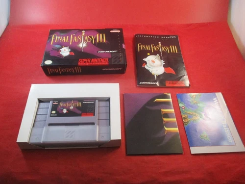 Final Fantasy III (Super Nintendo SNES) Near Complete w/Box manual game WORKS! K