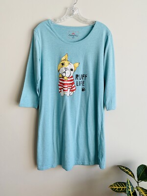 Goodnight Kiss pajamas Cute Dog size M Turquoise Blue Ruff Life