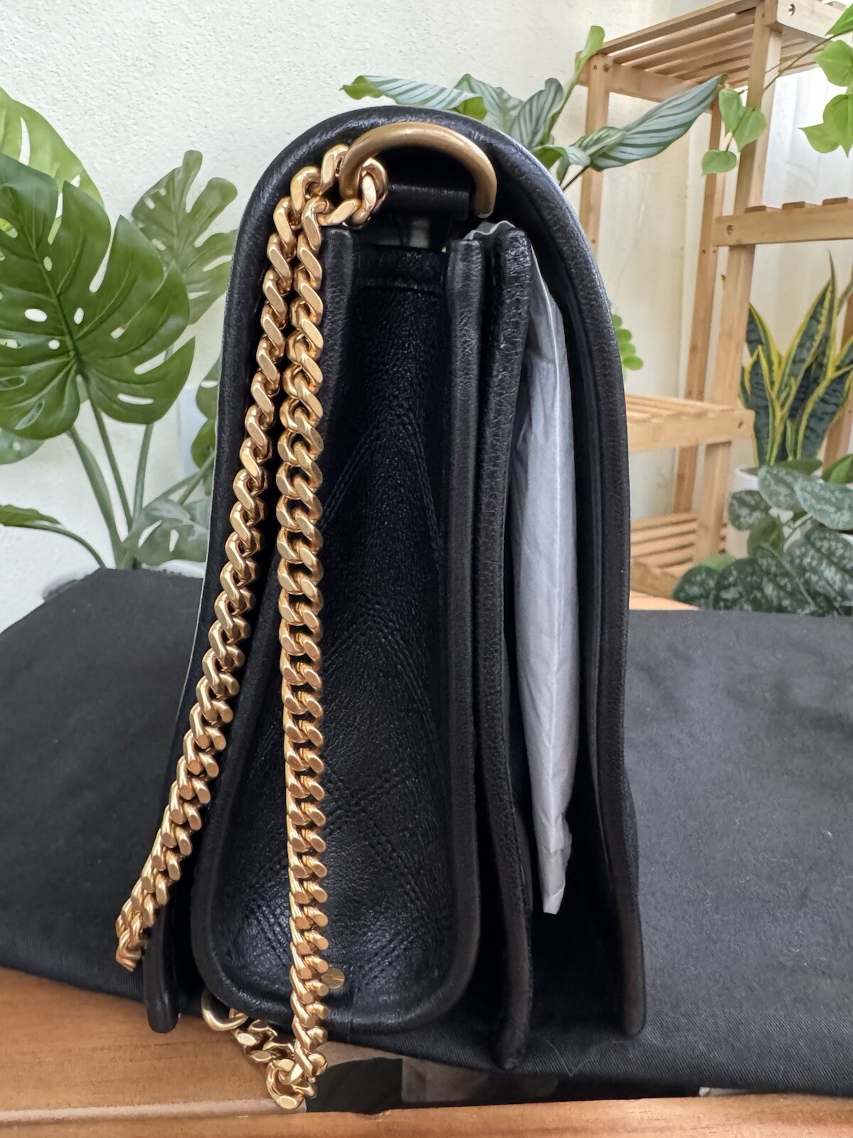 NUOVA BORSA A TRACOLLA TRAPUNTATA MEDIA SAINT LAURENT BECKY $3250 PELLE DI AGNELLO NERA