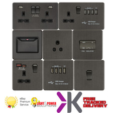 Screwless Smoked Bronze Electrical Plug Sockets and Switches+USB Knightsbridge