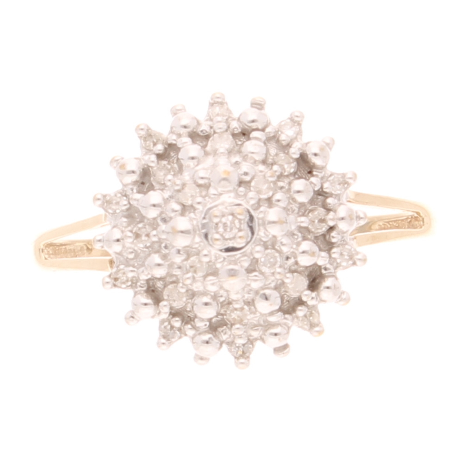 9Carat Yellow Gold 0.10ct Diamond Cluster Ring (Size N 1/2) 12.5mm Diameter