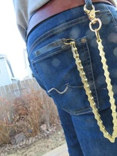 NEW Gold Biker Wallet Chain Stainless Steel Chain Heavy Duty Leash 18" Long Mens