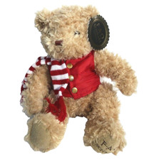 FAO Schwarz Classic Teddy Bear Stuffed Animal Plush 12" Scarf  Vest NWT