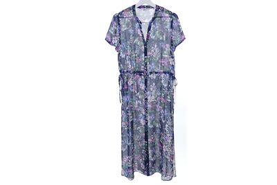 Esprit blouse dress long blouse transparent tunic blue flower size 38 M