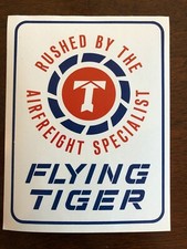 Flying Tiger Airline Cargo Label, wet & stick freight sticker