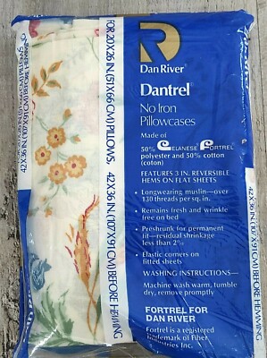 KISSENBEZÜGE PAAR CREME BLUMEN BLUMEN VINTAGE von DAN RIVER NEU NEU IN VERPACKUNG