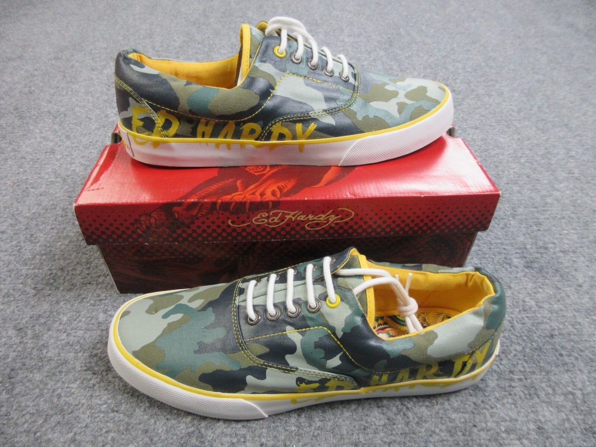 Ed Hardy Louise Lowrise Shoes Mens Size 12 Green Camo 11SLO102M