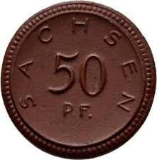Saxony 50 Pfennig 1921 Porcelain 2.5g Original Coin #LOL227