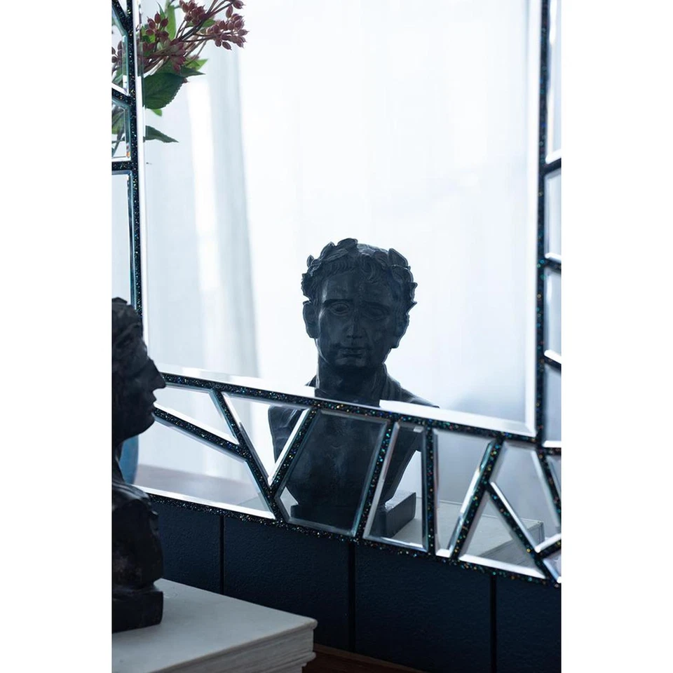 28" Black Metal And Glass Mosaic Framed Accent Mirror - Image 4 of 4