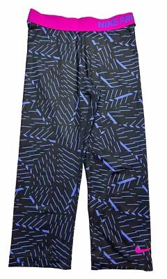 Womens Nike Pro Compression Training Tights Small Dri-Fit Geometric Capri Leggin