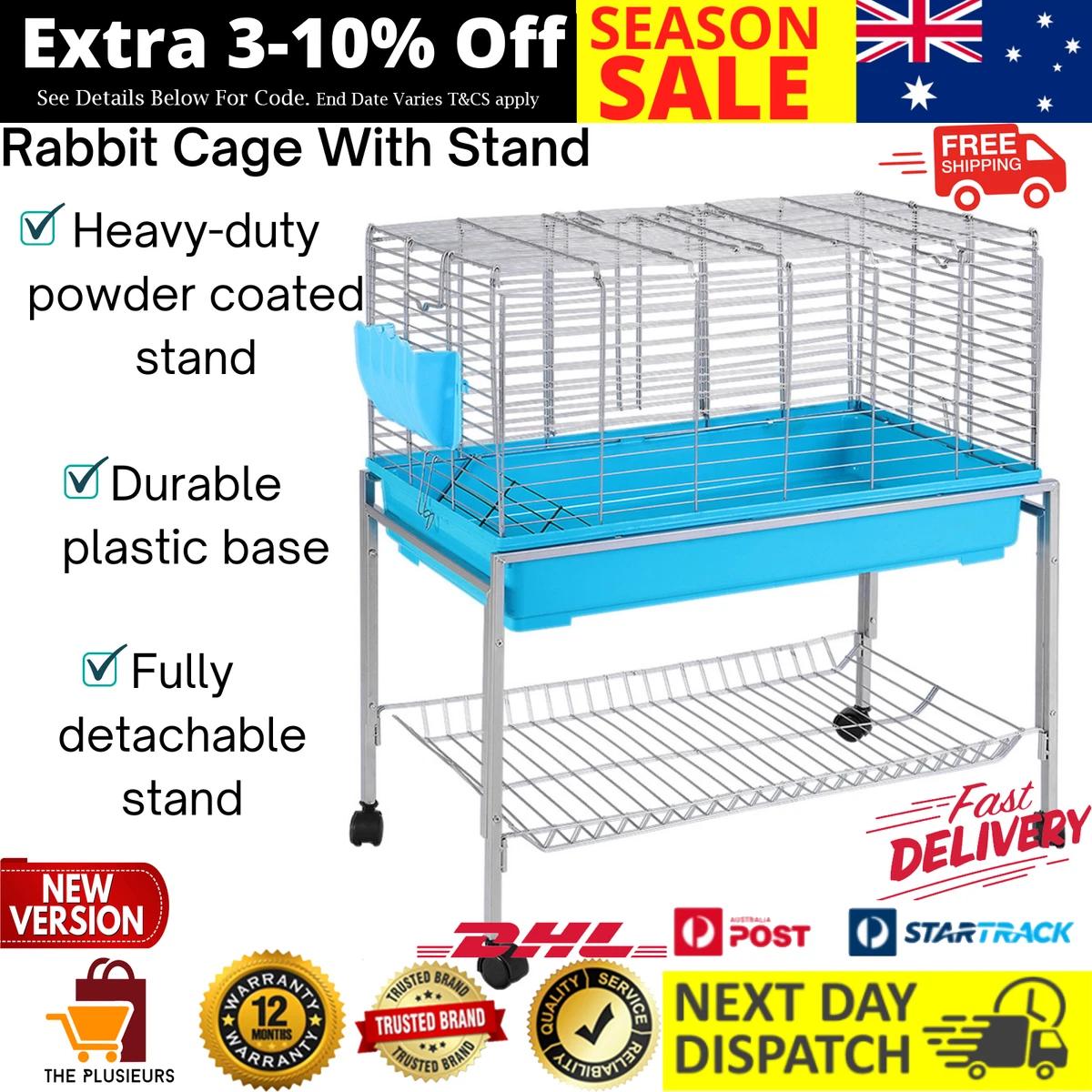 Rabbit Hutch With Stand Wheels Bunny Home Small Animal Cage