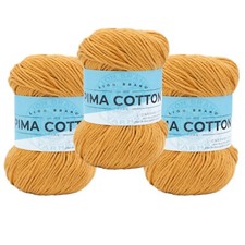  3 Pack Lion Brand Yarn 762-159S Pima Cotton Yarn, Mineral Yellow