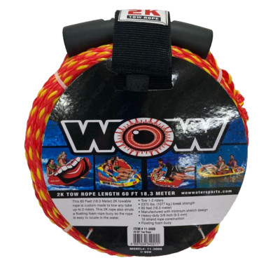 WOW 2K Tow Rope, 60 Feet, Holds 1-2 Riders, Heavy Duty  11-3000