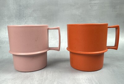 Vintage Tupperware Set of 2 Coffee Juice Milk Cups 1312 Stackable 0049