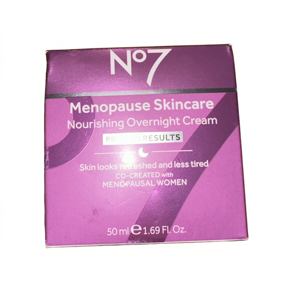 No7 Menopause Skincare Nourishing Overnight Cream 50 ml 1.69 oz Free