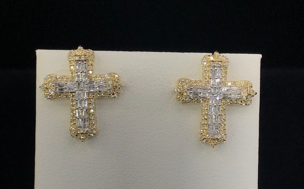 Diamond Cross earrings 10k Yellow Gold 0.53 ctw eBay