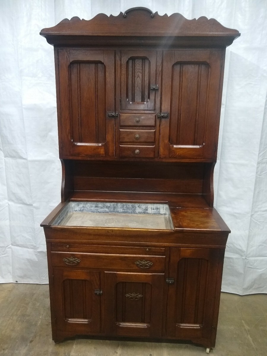 Antique Oak Dry Sink Cupboard Survivor Original Finish 1895